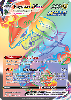 Carte Pokémon Rainbow VMAX Rayquaza VMAX 217/203 de la série Évolution Céleste