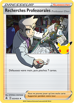 Carte Pokémon Holographique rare Recherches Professorales 23/25 de la série Célébrations