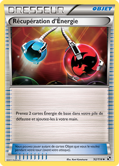 Carte Pokémon Peu commune Récupération d'Énergie 92/114 de la série Noir & Blanc