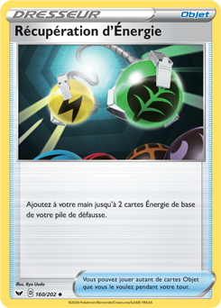 Carte Pokémon Peu commune Récupération d'Énergie 160/202 de la série Épée et Bouclier