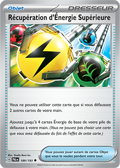 Carte Pokémon Peu commune Récupération d'Énergie Supérieure 189/193 de la série Évolutions à Paldea