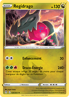 Carte Pokémon Holographique rare Regidrago 124/203 de la série Évolution Céleste