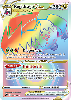 Carte Pokémon Rainbow VSTAR Regidrago VSTAR 201/195 de la série Tempête Argentée