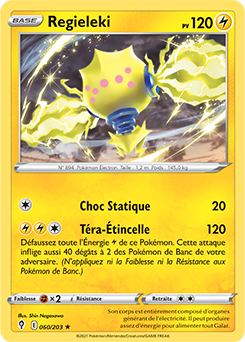 Carte Pokémon Holographique rare Regieleki 60/203 de la série Évolution Céleste