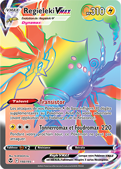 Carte Pokémon Rainbow VSTAR Regieleki VMAX 198/195 de la série Tempête Argentée