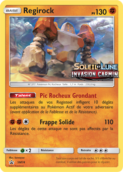 Carte Pokémon Promo Regirock SM74 de la série Promos Soleil et Lune