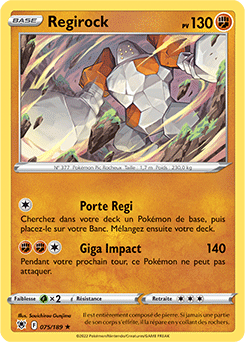 Carte Pokémon Rare Regirock 075/189 de la série Astres Radieux