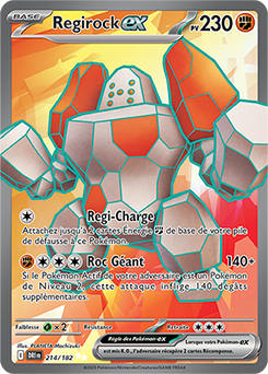 Carte Pokémon Ultra rare Regirock ex 214/182 de la série Rivalités Destinées