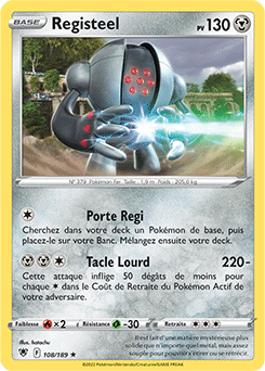 Carte Pokémon Rare Registeel 108/189 de la série Astres Radieux