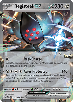 Carte Pokémon Double rare Registeel ex 145/217 de la série Héros Transcendants