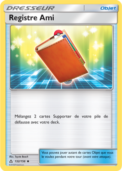 Carte Pokémon Peu commune Registre Ami 132/156 de la série Ultra Prisme