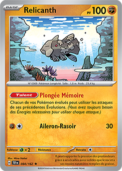 Carte Pokémon Relicanth 84/162 de la série Forces Temporelles en vente au meilleur prix