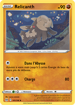 Carte Pokémon Peu commune Relicanth 101/196 de la série Origine Perdue