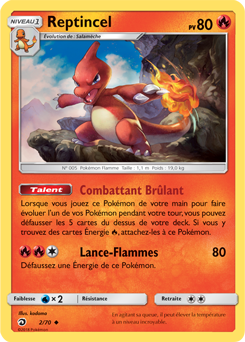 Carte Pokémon Reptincel 2/70 de la série Majesté des Dragons en vente au meilleur prix