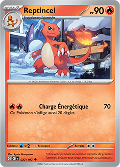Carte Pokémon Peu commune Reptincel 27/197 de la série Flammes Obsidiennes