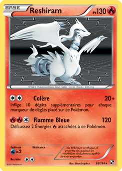 Carte Pokémon Reshiram 26/114 de la série Noir & Blanc en vente au meilleur prix