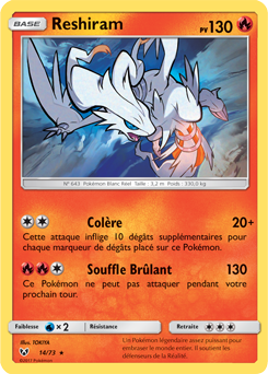Carte Pokémon Holographique Rare Reshiram 14/73 de la série Légendes Brillantes