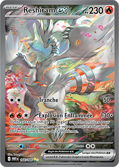 Carte Pokémon Illustration spéciale rare Reshiram ex 166/86 de la série Flamme Blanche