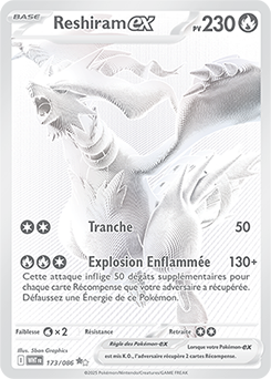 Carte Pokémon Noir Blanc rare Reshiram ex 173/86 de la série Flamme Blanche