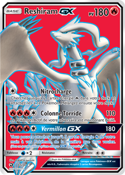 Carte Pokémon Pokémon Full Art Reshiram GX 65/70 de la série Majesté des Dragons