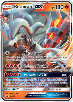 Carte Pokémon Promo Reshiram GX SM137 de la série Promos Soleil et Lune