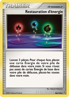 Carte Pokémon Peu commune Restauration d'énergie 106/130 de la série Diamant & Perle