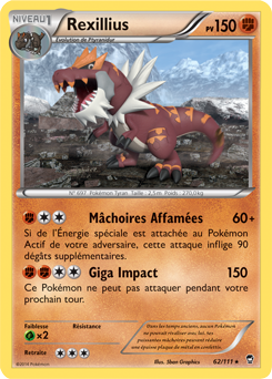 Carte Pokémon Rare Rexillius 62/111 de la série Poings Furieux