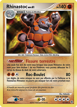 Carte Pokémon Rhinastoc 12/130 de la série Diamant & Perle en vente au meilleur prix