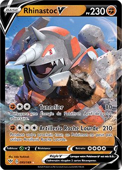 Carte Pokémon Rhinastoc V 95/189 de la série Ténèbres Embrasées en vente au meilleur prix