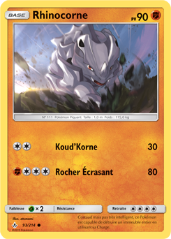 Carte Pokémon Commune Rhinocorne 93/214 de la série Alliance Infallible