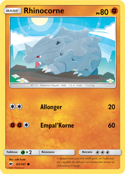 Carte Pokémon Rhinocorne 65/147 de la série Ombres Ardentes en vente au meilleur prix