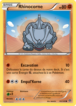 Carte Pokémon Rhinocorne 60/146 de la série X&Y en vente au meilleur prix