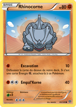Carte Pokémon Commune Rhinocorne 60/146 de la série X&Y
