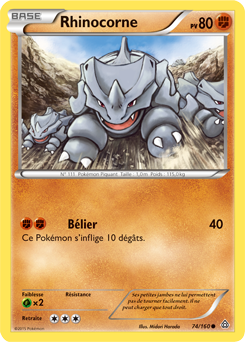 Carte Pokémon Commune Rhinocorne 74/160 de la série Primo Choc