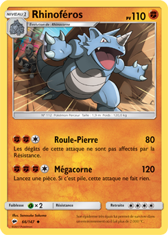 Carte Pokémon Rhinoféros 66/147 de la série Ombres Ardentes en vente au meilleur prix