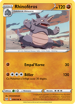 Carte Pokémon Rhinoferos 090/196 de la série Origine Perdue en vente au meilleur prix