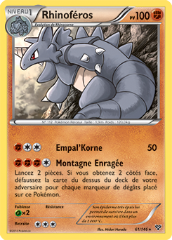 Carte Pokémon Rare Rhinoféros 61/146 de la série X&Y