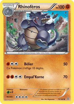 Carte Pokémon Rhinoféros 75/160 de la série Primo Choc en vente au meilleur prix