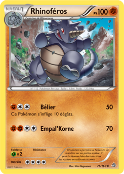 Carte Pokémon Peu commune Rhinoféros 75/160 de la série Primo Choc