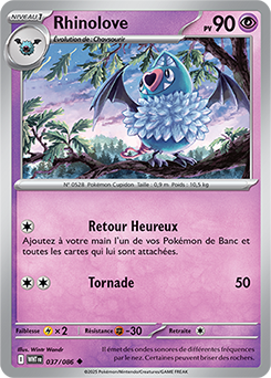 Carte Pokémon Peu commune Rhinolove 37/86 de la série Flamme Blanche