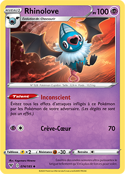 Carte Pokémon Rhinolove 074/185 de la série Voltage Éclatant en vente au meilleur prix