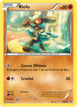 Carte Pokémon Promo Riolu BW33 de la série Promos Noir & Blanc