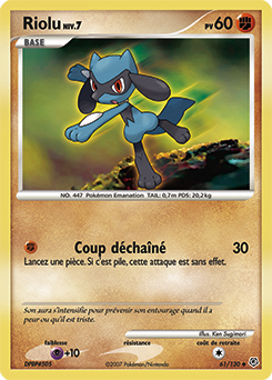 Carte Pokémon Peu commune Riolu 61/130 de la série Diamant & Perle