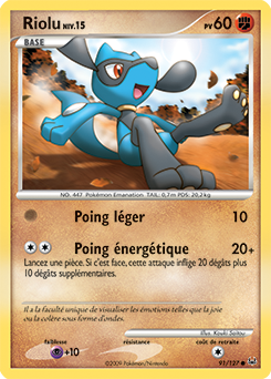 Carte Pokémon Riolu 91/127 de la série Platine en vente au meilleur prix