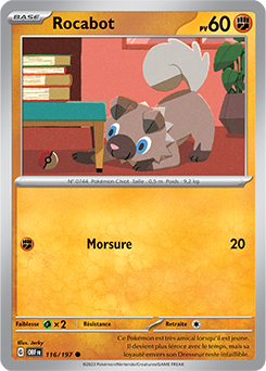 Carte Pokémon Communes Rocabot 116/197 de la série Flammes Obsidiennes