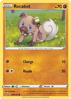 Carte Pokémon Commune Rocabot 094/185 de la série Voltage Éclatant