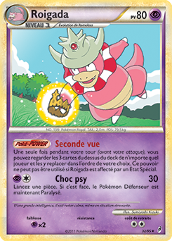 Carte Pokémon Rare Roigada 32/95 de la série Appel des Légendes
