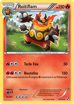 Carte Pokémon Holographique Rare Roitiflam 19/114 de la série Noir & Blanc