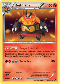 Carte Pokémon Holographique Rare Roitiflam 20/114 de la série Noir & Blanc