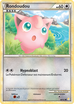 Carte Pokémon Commune Rondoudou 68/123 de la série HeartGold SoulSilver